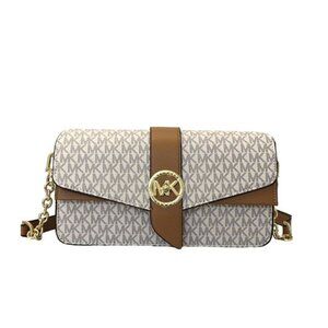 Michael Kors Logo Printed Monochrome Crossbody Bag